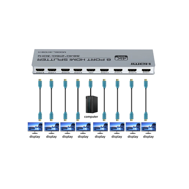 FJ-4K108-H FJGEAR Multi Screen Plug and Play 3840*2160/30Hz 4K Hdmi Splitter 8 Port Video Splitters & Converters