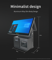 Système de caisse tactile tout-en-un classique pour restaurant et commerce de détail, écran 15,6 pouces, terminal de point de vente Windows 10, support en aluminium