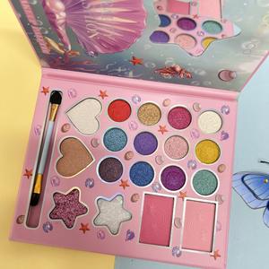Mignon dessin animé sirène 18 couleurs nacré mat brillant blush multifonctionnel ombre à paupières plateau de maquillage - Product Image 2