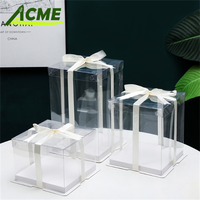 Haute boîte à gâteau en plastique transparente pour mariage populaire pâtisserie cadeau boulangerie gâteau affichage boîtes de papier