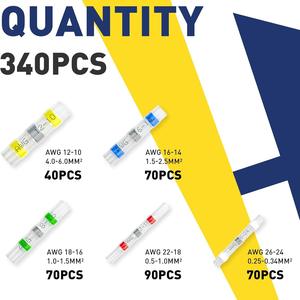 Connecteurs de fils pour ingénierie chimique, 340 pièces, connecteurs circulaires scellés à la soudure AWG 12-24 pour câblage électrique - Product Image 1