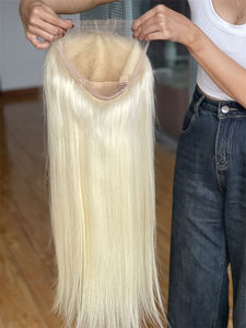 24 Inch Straight Virgin European Hair Cuticle Aligned Full Lace <b>Wig</b> Transparent for Lace Qingdao Model 613 Can Dye Texture - Product Image 2