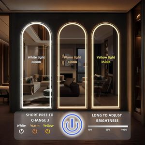 GKMZCGT Full Length Mirror 65x24 Arched LED Lighted Floor Mirror With <b>Stand</b> Modern Design For Home Use - Product Image 4
