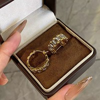Boucles d'oreilles créoles Huggie en or massif 18 carats (AU750) bicolore, style chaîne à billes vintage, à charnière, en or véritable pour femme