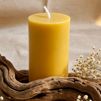 Bougies cylindriques en cire d'abeille, style européen, pour église, prière, salle de méditation bouddhiste, arrangement lumineux, sans fumée, naturelles, semi-artisanales, Chine