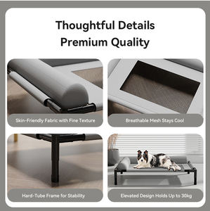 Groothandel Zomer Huisdierenbed Buiten Wasbaar Ademend Mesh Oxford Stof Verhoogd Kampeerbed Voor Kattenhond Effen Patroon Doos - Product Image 3