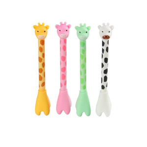 Cute Cartoon Giraffe Shaped Gel <b>Pen</b> Plastic Body Stainless Steel Tip For School Office Writing Use White Pink <b>Green</b> Yellow Ink - Product Image 5