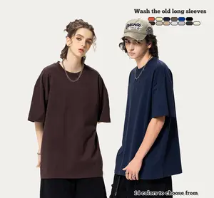 Wholesale Oversized Drop Shoulder Cotton T Shirt Heavy DTG Custom LOGO T Shirt For Men And Women