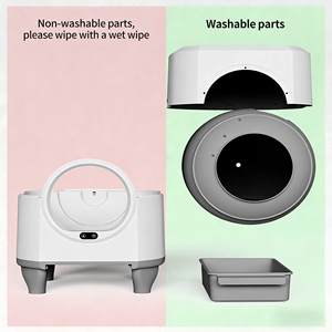 बड़े 80 एल स्मार्ट स्वचालित स्व-सफाई बिल्ली कूड़े बॉक्स पीपी सामग्री गोल शीर्ष रडार सेंसर बाएं घूर्णन टोफू मिट्टी - Product Image 3