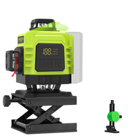 Niveau laser vert HILDA 16 lignes, 2 piles au lithium, précision de 2 mm, support de fenêtre réglable pour le bricolage, pour la construction, l'accrochage d'images, nouveauté