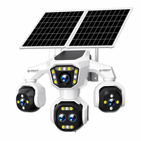 Caméra de sécurité solaire 4G LTE 20MP à quatre objectifs, quatre écrans, carte SIM cellulaire, surveillance extérieure PTZ, suivi humain IA, étanche IP66