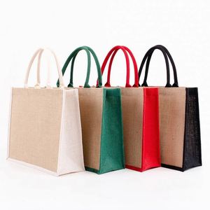 Venta Directa de Fábrica, Último Diseño, Bolsa de Compras de Yute Reutilizable con Bolsillo de Lona, Popular para Promoción - Product Image 1