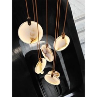Lustre d'escalier moderne minimaliste nordique de luxe, nouveau style chinois, en marbre doré, pour villa, luminaire créatif rotatif à LED