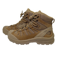 Botte tactique imperméable mi-haute pour l'entraînement sur le terrain, avec semelle intermédiaire en EVA et tige en cuir pleine fleur et nylon