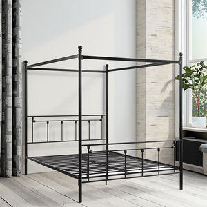 Современный популярный черный железный металлический каркас кровати с <span class=keywords><strong>4</strong></span>-мя стойками для спальни - Product Image 6