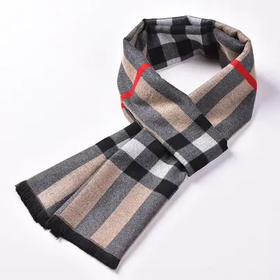 Custom 30*180cm Winter Luxury Scarf Cashmere Blend Thick Plaid Designer Scarf with Tassel Business Casual Warm Men Scarves