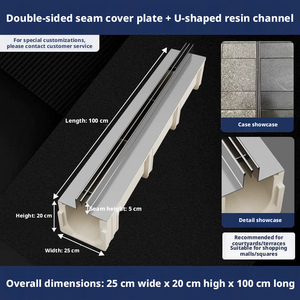 Hot-selling stainless steel <b>linear</b> drainage ditch, U-shaped resin drainage channel, outdoor balcony and courtyard drainage - Product Image 2