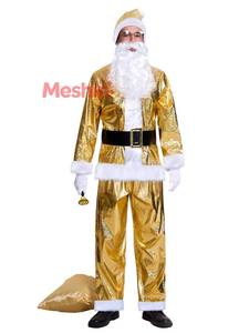Ensemble de costume de Père Noël en polyester, comprenant un chapeau, une barbe, des gants, une ceinture, adapté aux hommes, idéal pour les fêtes de Noël et - Product Image 5