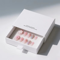 Boîte pliante en papier avec impression numérique de logo personnalisé, emballage artisanal pour présentation d'ongles artificiels, pour ongles à pression