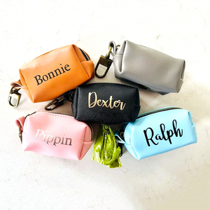 Soporte para excrementos de perro, dispensador de bolsas de basura con logotipo personalizado, de cuero - Product Image 6