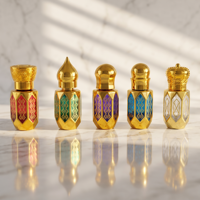 Flacon de parfum haut de gamme octogonal à facettes de 3, 6, 12 ml avec boîtier doré, design pierre précieuse, applicateur à bille pour bâtonnet, rechargeable, bouchon à vis, emballage carton