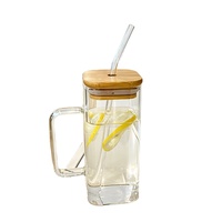 Tasses à café en verre modernes avec couvercle et paille, personnalisables avec logo, portables, réutilisables, sans danger pour les aliments, compatibles lave-vaisselle et micro-ondes