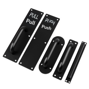 Manijas de Empuje y Tracción para Puertas de Acero Inoxidable Negro, Herrajes de Placa Plana para Instalación en el Hogar - Product Image 1