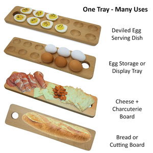 Bamboo Egg Tray Double Row With Handle Minimalist Design For <b>Kitchen</b> Food Storage Freshness Preservation Party Use - Product Image 2