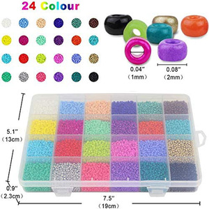 24 Kits de perles de rocaille en verre de couleur Kit de fabrication de bracelets de bricolage Accessoires de collier Puzzle Perle Matériel de fabrication de bijoux - Product Image 4