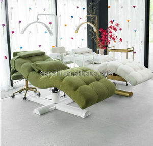 La dernière tête de lit de beauté de base d'or hydraulique de lit de cils de flanelle verte de luxe est réglable - Product Image 1