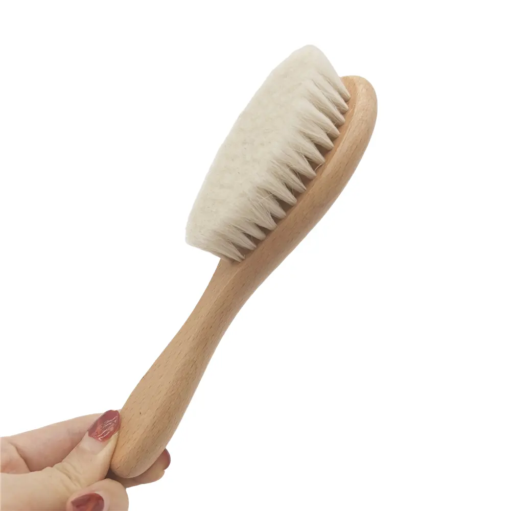 100% Natural Eco Friendly Soft Wool Bristle Baby Hair Brush