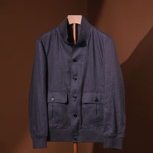 休闲男士深灰色纯亚麻夹克可及时发货定制尺码 - Product Image 2