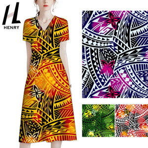 Vải Henry 100% Rayon, họa tiết Hawaii cổ điển, phong cách bộ lạc Polynesia, mềm mại & thoáng khí, chất liệu may mặc - Product Image 2