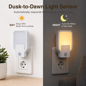 Lámpara Nocturna LED Moderna de Pared, Luz Blanca Cálida 2700K, Control por Sensor, Pantalla Rectangular de Plástico para Dormitorio de Bebés y Niños - Product Image 6