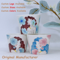 Pot à bougie en céramique créatif, motif floral peint à la main, écologique, couleur et logo personnalisables, récipient vide pour bougie, décoration d'intérieur sur mesure
