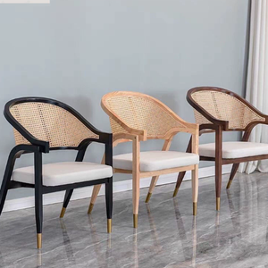 Fauteuil en rotin scandinave nordique - Luxe léger, écologique, rembourré, durable, chaise de salle à manger en bois massif moderne pour la maison - Product Image 6