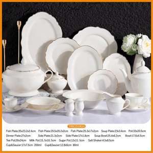 Vajilla de Porcelana Fina de China, Colección Completa de Lujo de 32 Piezas con Borde Dorado Blanco, Apta para Microondas - Product Image 6