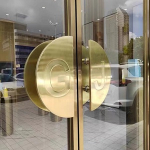 Manijas de Puerta Personalizadas, Semicirculares Simples, para Puerta de Doble Vidrio, Grabadas, de Madera Maciza, Modernas, de Latón para Hotel - Product Image 2