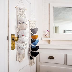 <span class=keywords><strong>Porte</strong></span>-casquettes en macramé fait main, style bohème, organisateur de chapeaux, support pour casquettes de baseball, support pour chapeaux, présentoir pour chapeaux, décoration murale ou de <span class=keywords><strong>porte</strong></span> - Product Image 3
