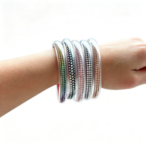 Hot Selling Shiny Rhinestone Bangle <b>Bracelets</b> Multi Color <b>Crystal</b> Wristband Summer Versatile Luxury Women Hand Jewelry - Product Image 6