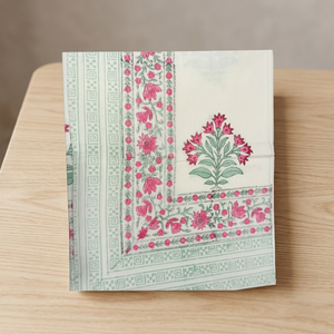 Nappe rectangulaire élégante, vintage, 100% coton, faite à la main, imprimée à la main avec un motif floral, lavable, absorbante, personnalisable - Product Image 4
