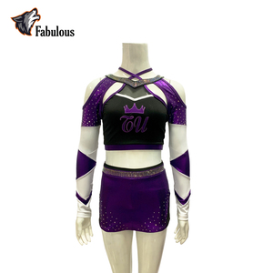 open lace back dress Custom Purple Cheer Uniforms For Women Blue / XL main image 0