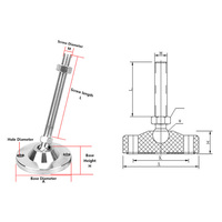 Pieds de nivellement robustes en acier inoxydable 304, pivotants universels réglables M16 avec base dia 100mm