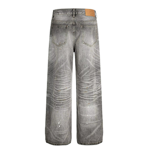 <span class=keywords><strong>Jeans</strong></span> de Mezclilla Rectos para <span class=keywords><strong>Hombre</strong></span>, Corte <span class=keywords><strong>Regular</strong></span>, Lavado Ahumado Antiguo, con Efecto Bigotes de Gato y Manchas de Pintura, Talla Grande - Product Image 3