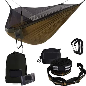 Custom Folding 2 Person Outdoor Heavy Duty Nylon Canvas Camping HammockとMosquito Net