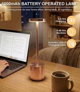 Lampe de table LED moderne rechargeable par USB avec batterie Li, corps en fer sans fil, flexible, simple, à intensité variable en continu (couleur/luminosité) - Product Image 3