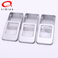 Boîte en étain pour boucles d'oreilles, boîte à bijoux, emballage de bijoux, fenêtre claire, Rectangle en argent, Badges artisanaux, boutons, disque U, petite boîte métallique