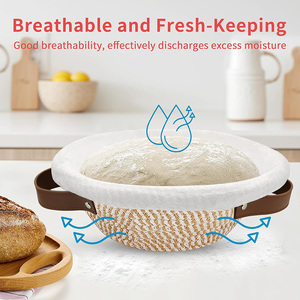 Panier de levage en corde de coton pour pain, kit de démarrage de levain avec bocaux de levain, paniers de levage ronds et ovales - Product Image 4