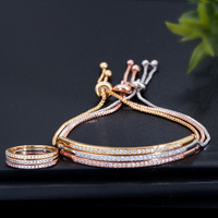 Minimalista pulsera de las mujeres joyería de pulsera ajustable chapado en oro 18k diamante cz pulsera inicial