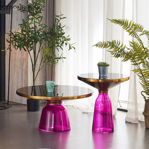 Modern Luxury End <strong>Table</strong> Transparent <strong>Round</strong> Tempered <strong>Glass</strong> Sofa Side Service <strong>Table</strong> <strong>Small</strong> Bell Coffee <strong>Table</strong> - Product Image 2